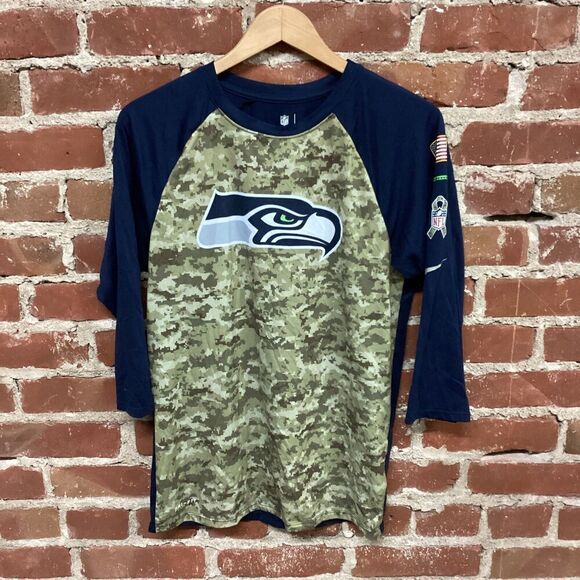 Nike Seattle Seahawks Mens Salute to Service 3/4 Sleeve T-shirt Size Small - Picture 1 of 3